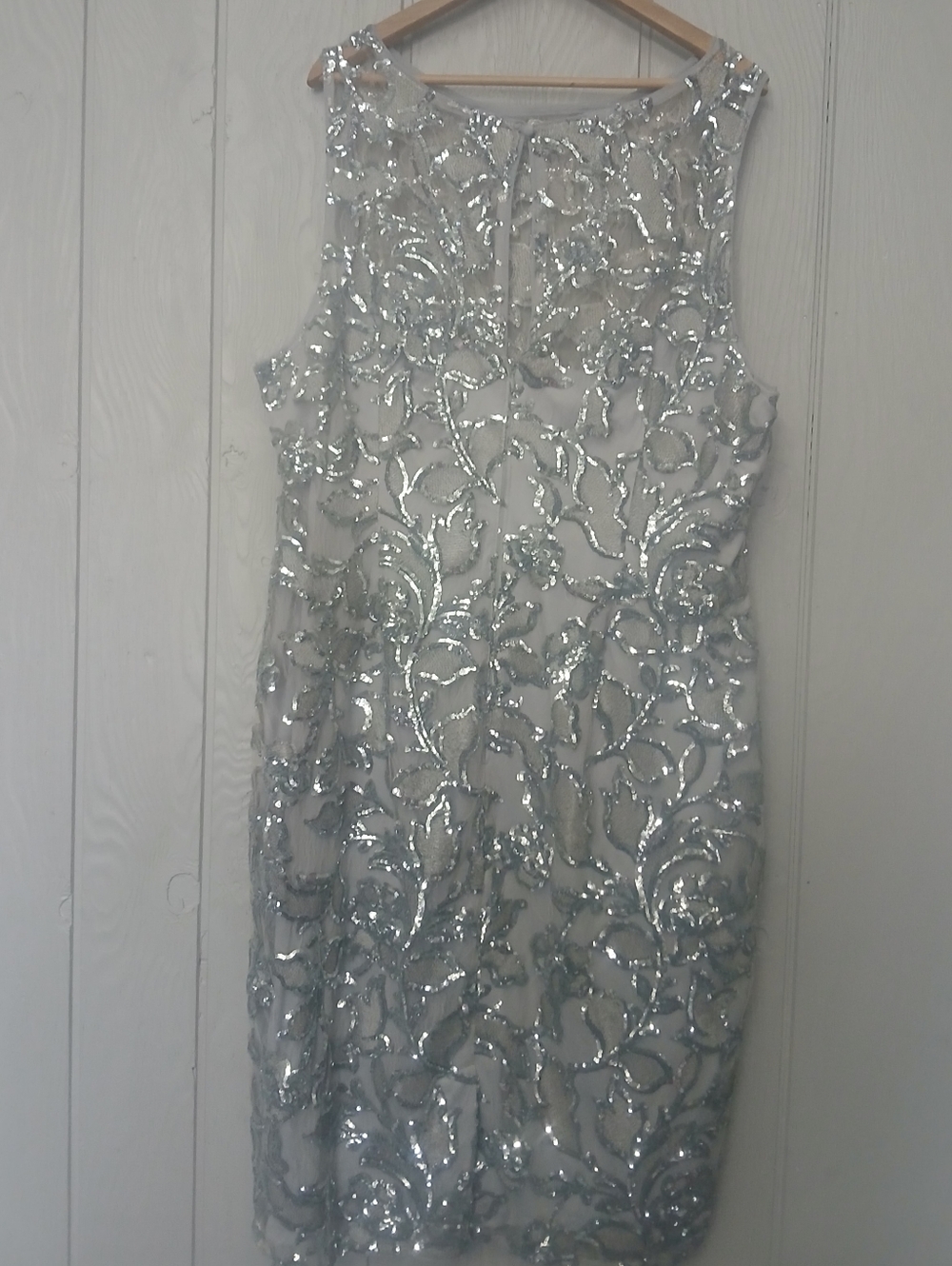 Adrianna Papell Halter Illusion Neckline Sequin Embroidered Sheath Dress 20w - Picture 10 of 13